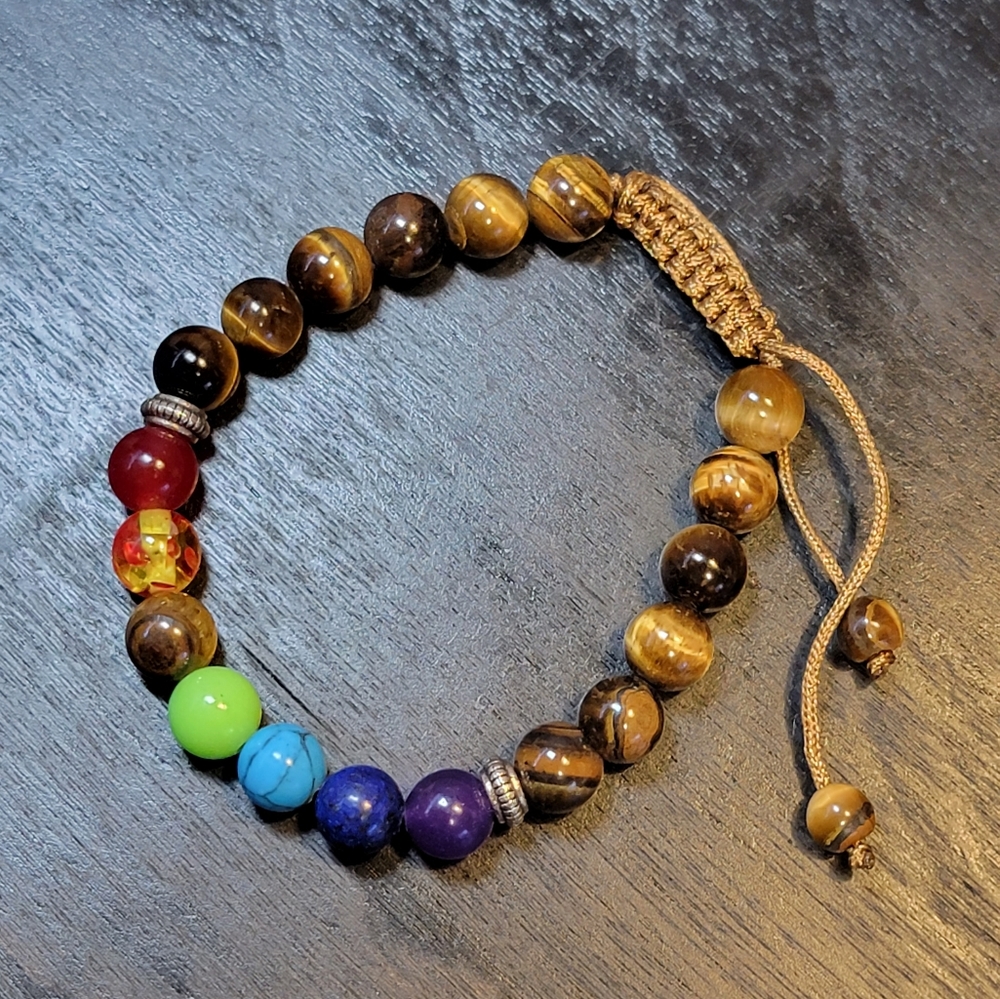 Tigers Eye adjustable chakra bracelet